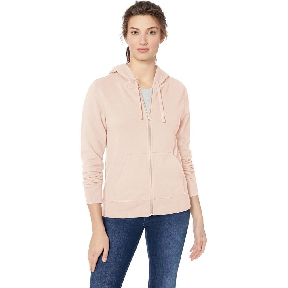Women’s Light Pink Fleece Full-Zip Hoodie For Comfort And Style